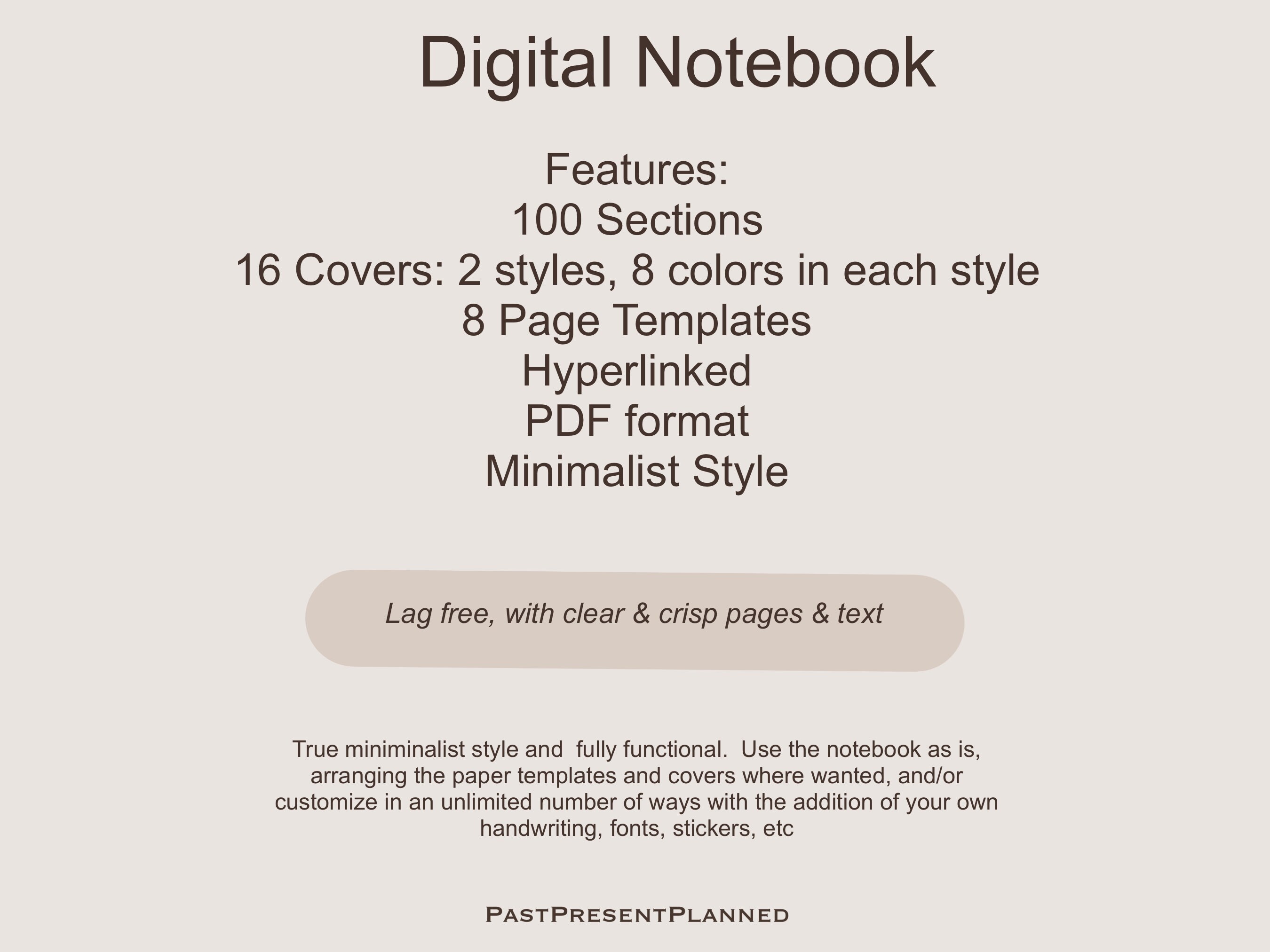 100 Section Digital Notebook / Goodnotes Notebook / Hyperlinked Digital ...