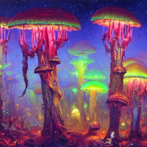 Trippy Mushroom Art &quot;digital instant downloads&quot;