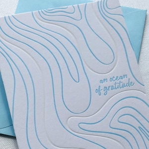 Oceans of Gratitude - wenskaart gedrukt in boekdruk
