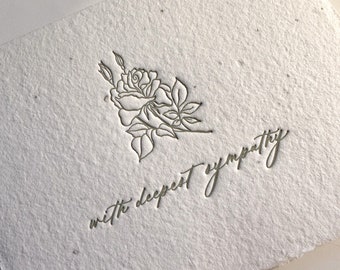 Letterpress Sympathy Card - on plantable handmade seed paper