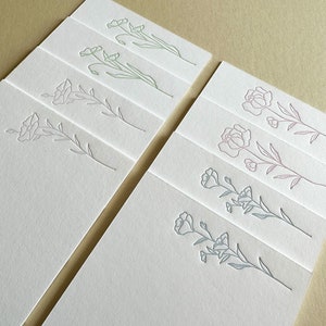 Pastel Floral Notecards (Set of 8) - Letterpress Note Card Set