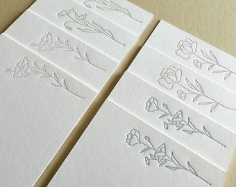 Pastel Floral Notecards (Set of 8) - Letterpress Note Card Set