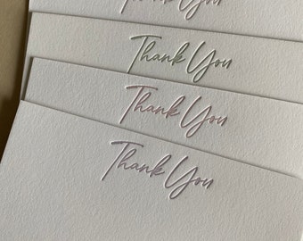 Pastel Thank You Cards (Set of 8) - Luxe Letterpress Thank You Card Set