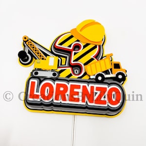 Construction Cake Topper: 3D Birthday Party Decor