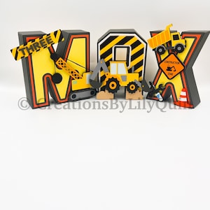 Letras 3D con temática de equipo de construcción, tema de construcción, decoración para fiesta de equipo de construcción, decoración para fiesta de cumpleaños de niño, letras 3D,