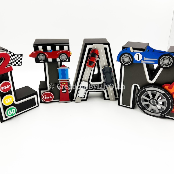 Race Car 3D Letters, Race Car Theme, Race Car Party Decor, 2 Fast Party, Birthday boy party decor