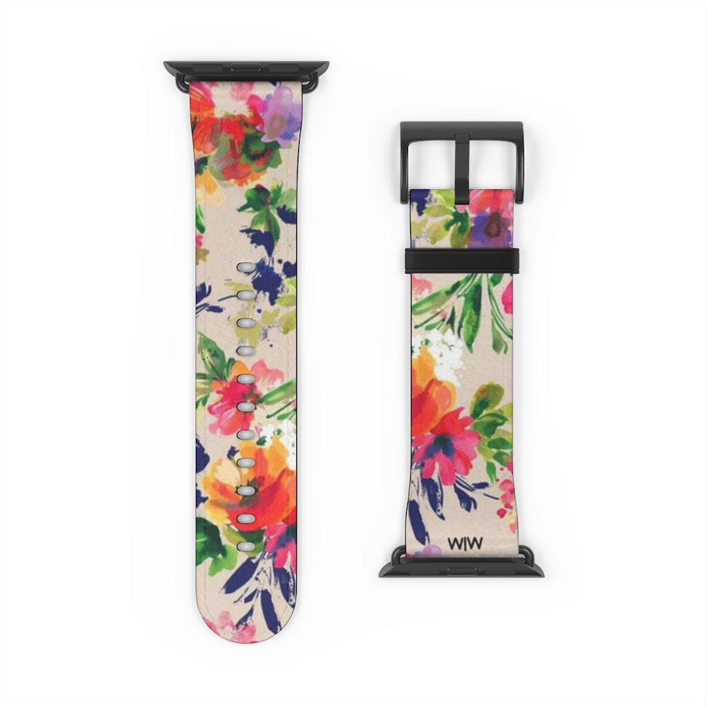 MM Branded Floral Apple Watch Band Floral Watch Band Spring Etsy