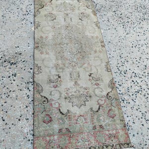 2.5*6 feet turkish anatolian oushak rug vintage rug handmade rug pastel color mini runner primetive rug
