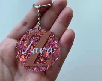 Gift Ideas Custom Keychain Car Fund Personalized Glitter Keyring with Initial