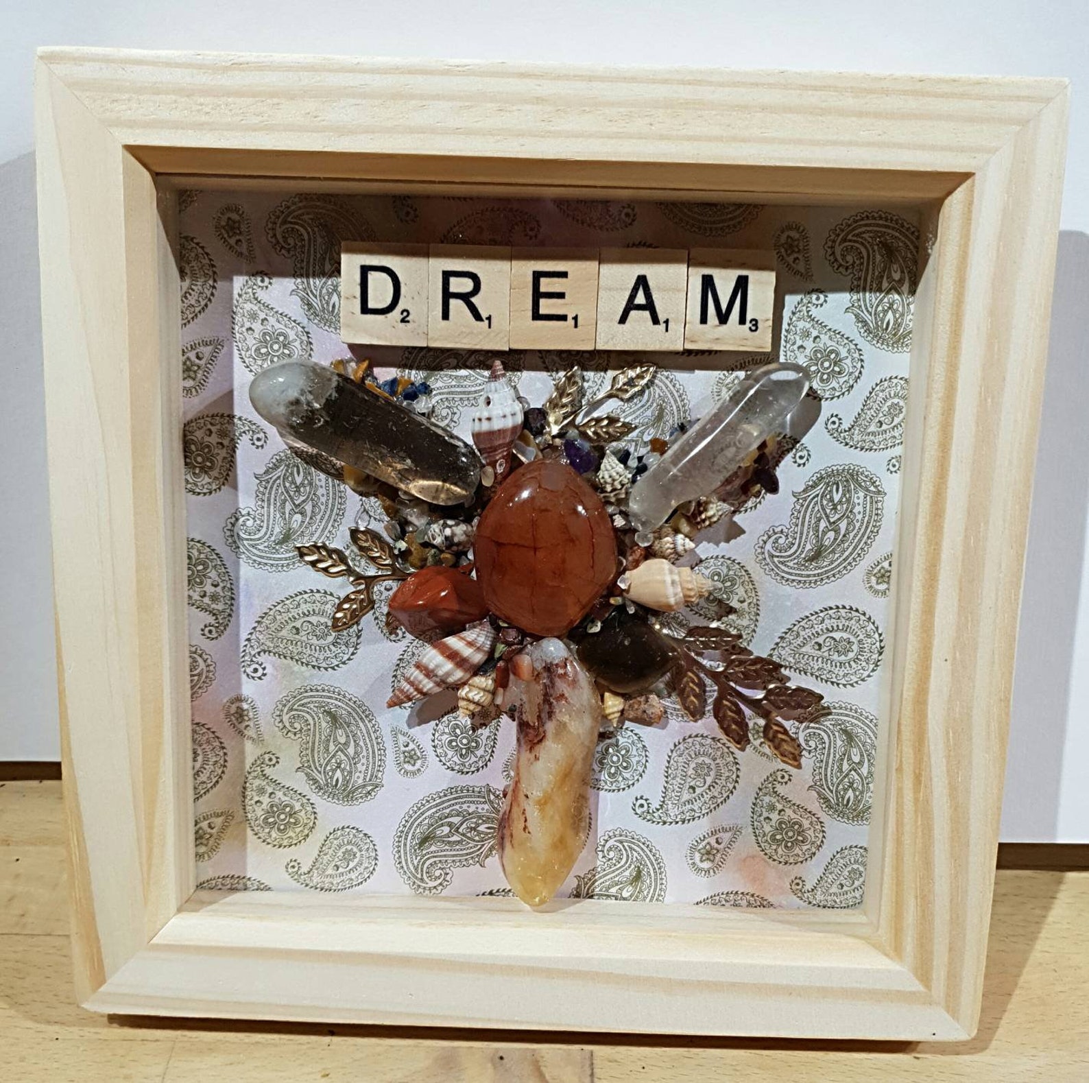 Dream / Gemstone Shadow Box / Crystal Decor / Boho Home / | Etsy