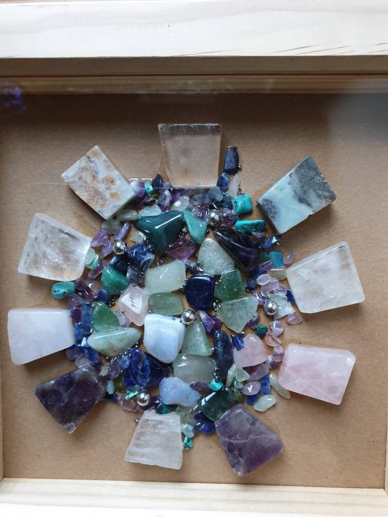 Gemstone Shadow Box / Crystal Decor / Boho Home / Crystals / Etsy