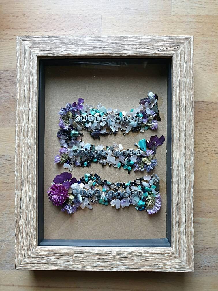 Gemstone Shadow Box / Crystal Decor / Boho Home / Crystals / Etsy