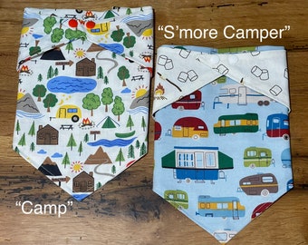 Camping Pet Bandana: Reversible Cotton Snap or Over-Collar Dog Bandana