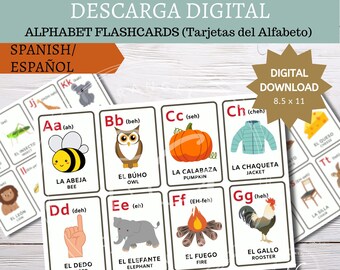 Spanish Flashcards for Kids - Alphabet Learning Printable's