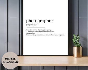 PHOTOGRAPHY definition print,  Bedroom Prints, Wall Decor, Quote, Definition print, Minimalist print, Word definition