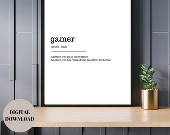 GAMER definition print,  Bedroom Prints, Wall Decor, Quote, Definition print, Minimalist print, Word definition