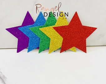 Medium Rainbow Glitter Star Set - Props For Teaching English Online | Teaching ESL Online Props