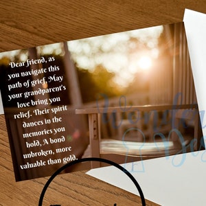 Tarjetas imprimibles de duelo - PNG Digital Download Set - "Querido amigo" Frase de duelo y comodidad Pérdida de abuelos - 2 diseños