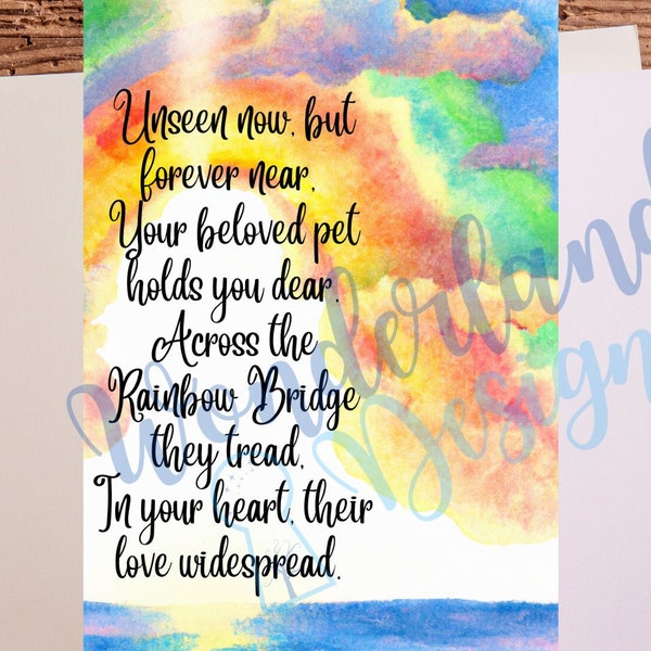 Rainbow Bridge Beach Scene Loss of a Pet PNG Printable Sublimation Greeting Card Pet Memorial ...