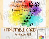 Rainbow Bridge Pet Memorial Printable Sympathy Card Dog Cat PDF PNG