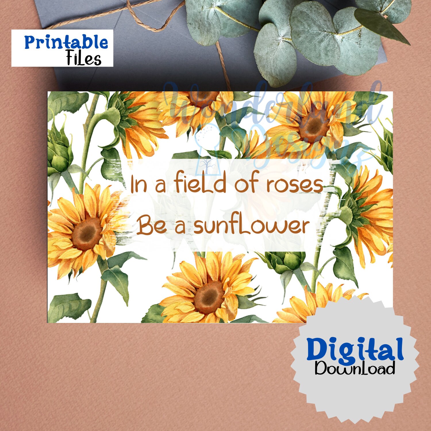 Sunflower Printable Greeting Cards Set 5 PNG PDF Digital - Etsy