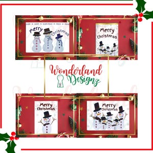 Printable Christmas Cards with Whimsical Snowmen - 10 Hand-Drawn Designs, Digital Download, DIY Christmas Greeting Cards 10 Page PDF