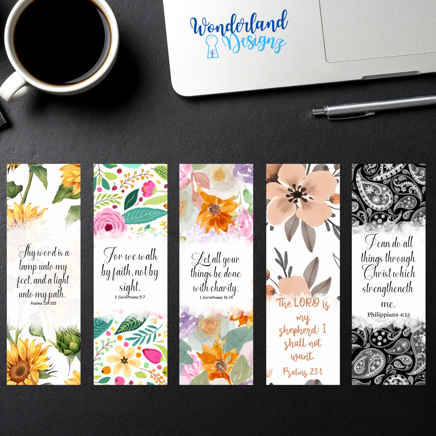 Bible Verse Bookmarks - Printable - Floral - KJV - PNG - PDF ...