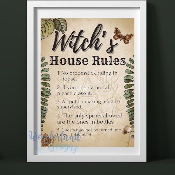 Witch’s Rules png digital download - Halloween decor- cottage core- Sublimation Designs