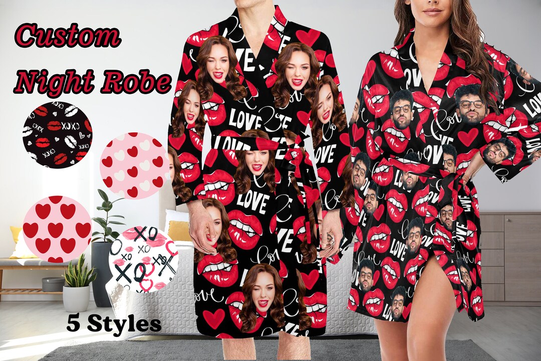 Fun Robe Ideas Custom Night Robe With Funny Facelong Sleeve Belted Night - Etsy