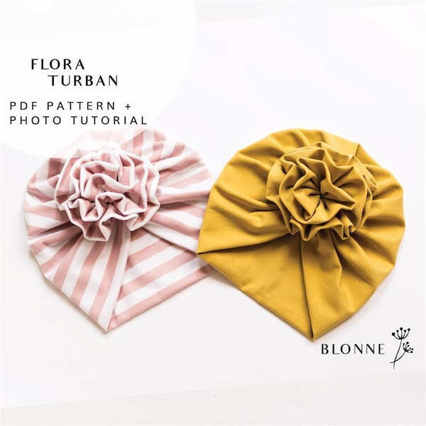 Modèle de turban pour bébé, modèle de turban PDF Flora, modèle de couture pour turban pour bébé