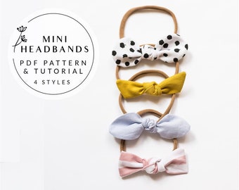 Baby Headband Bow Sewing Pattern, 4 Styles (PDF Pattern)