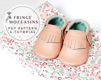 Baby Moccasin Pattern, Baby Shoes pattern, Fringe Moccasin Sewing Pattern, Baby moccasin template, Baby Shoes pdf, Baby Shoes sewing pattern