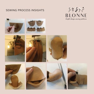 May include: A step-by-step guide showing the process of sewing a pair of brown leather shoes. The images show the different stages of the process, from cutting out the leather to sewing the pieces together. The final image shows the finished shoes.