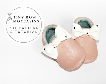Naaipatroon babymocassins, leren babyslofjes pdf-patroon en tutorial