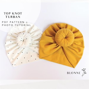 Baby Turban Pattern, Donut Turban Pattern, Sewing Pattern, Easy Baby Headwrap PDF Pattern & Tutorial, Top Knot Headwrap, Knot Bun, Beanie