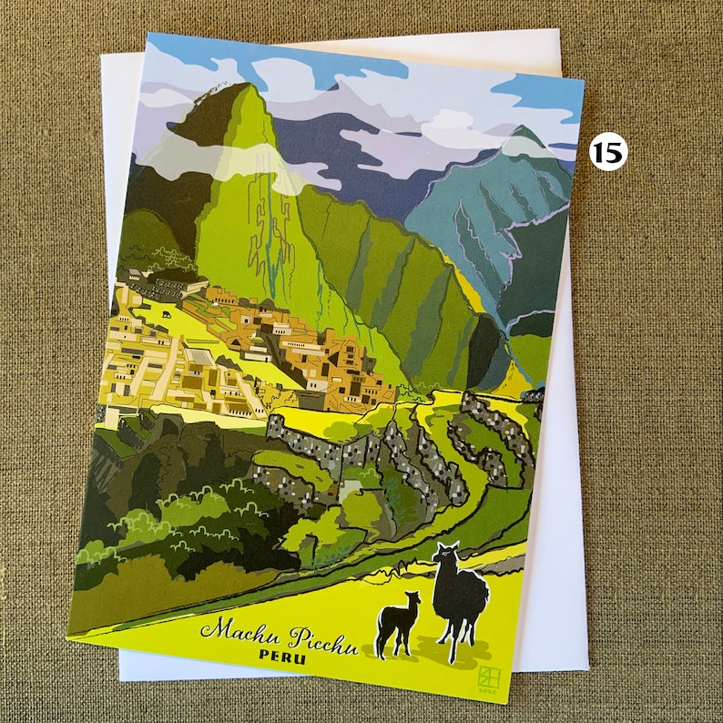 Machu Picchu Greeting Card spice pack and recipe spice greeting card. world travel Original art eco-friendly greeting card gift