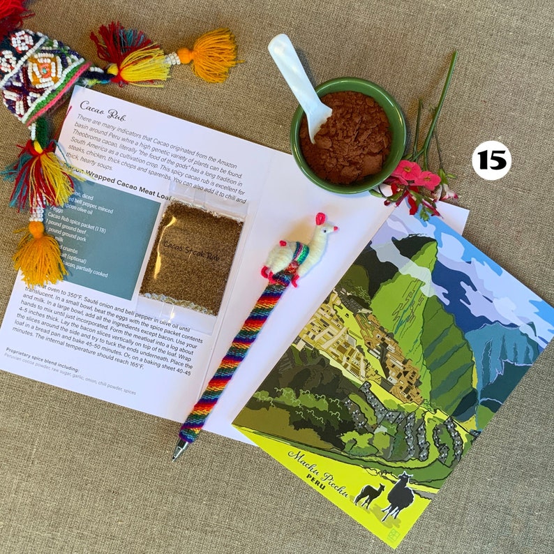 Machu Picchu Greeting Card spice pack and recipe spice greeting card. world travel Original art eco-friendly greeting card gift