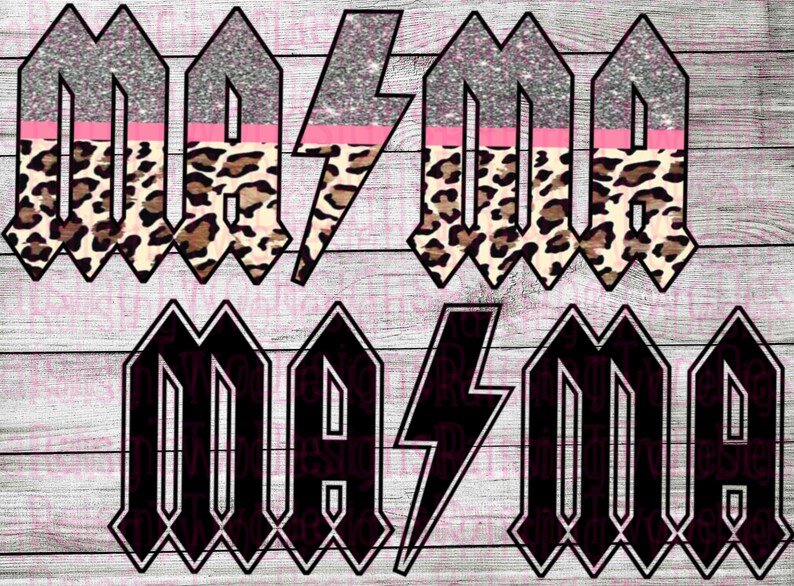 Download Mama Rock N Roll Cheetah Print Outline SVG PNG SUBLIMATION ...