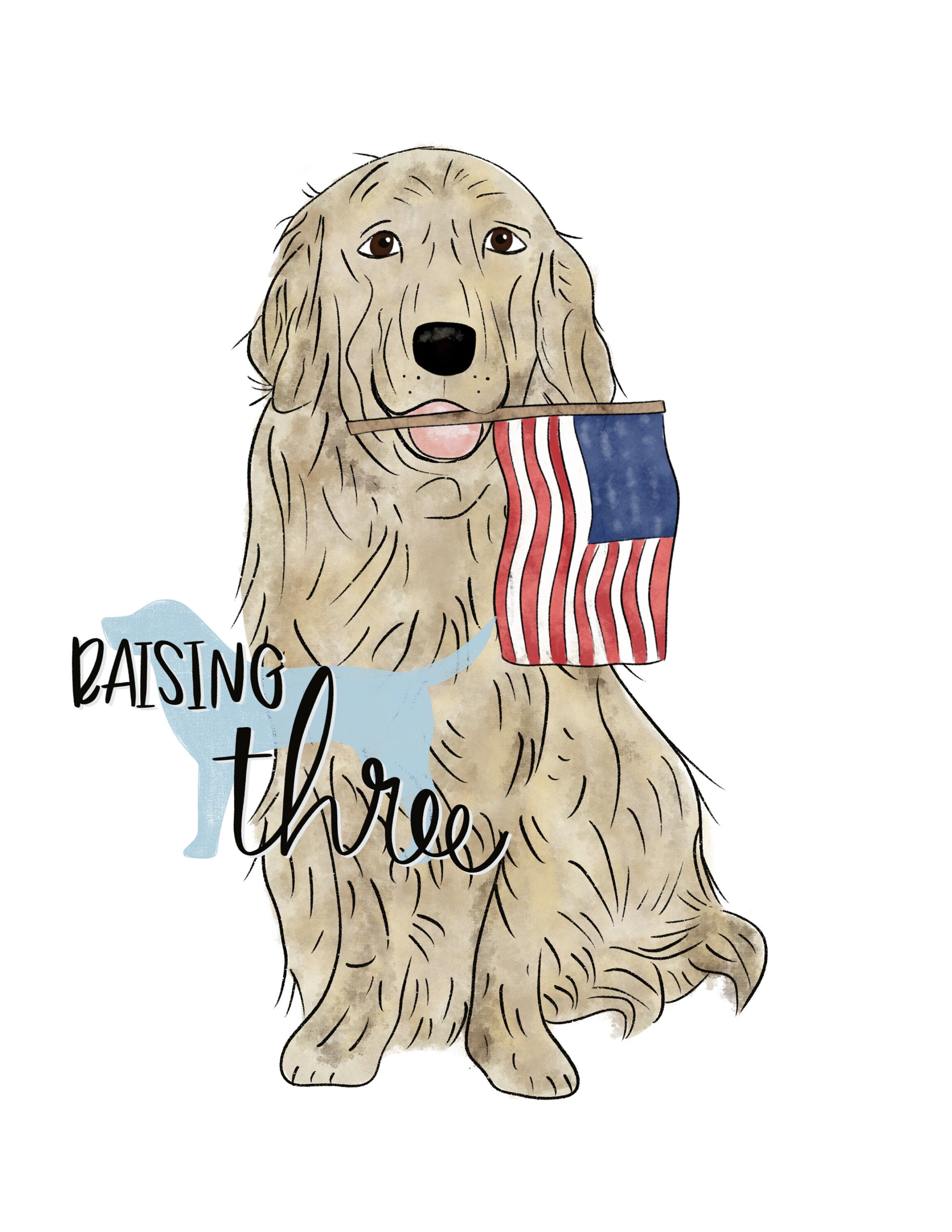 4th of July Dog with Flag PNG Sublimation | Etsy