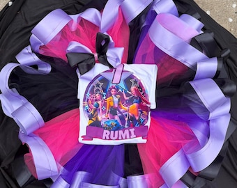 Traje de cumpleaños de cazadora de demonios K-Pop – Disfraz de tutú para niñas – vestido de fiesta