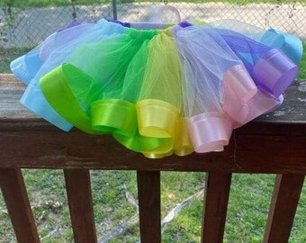 Birthday Ribbon tutu, rainbow tutu
