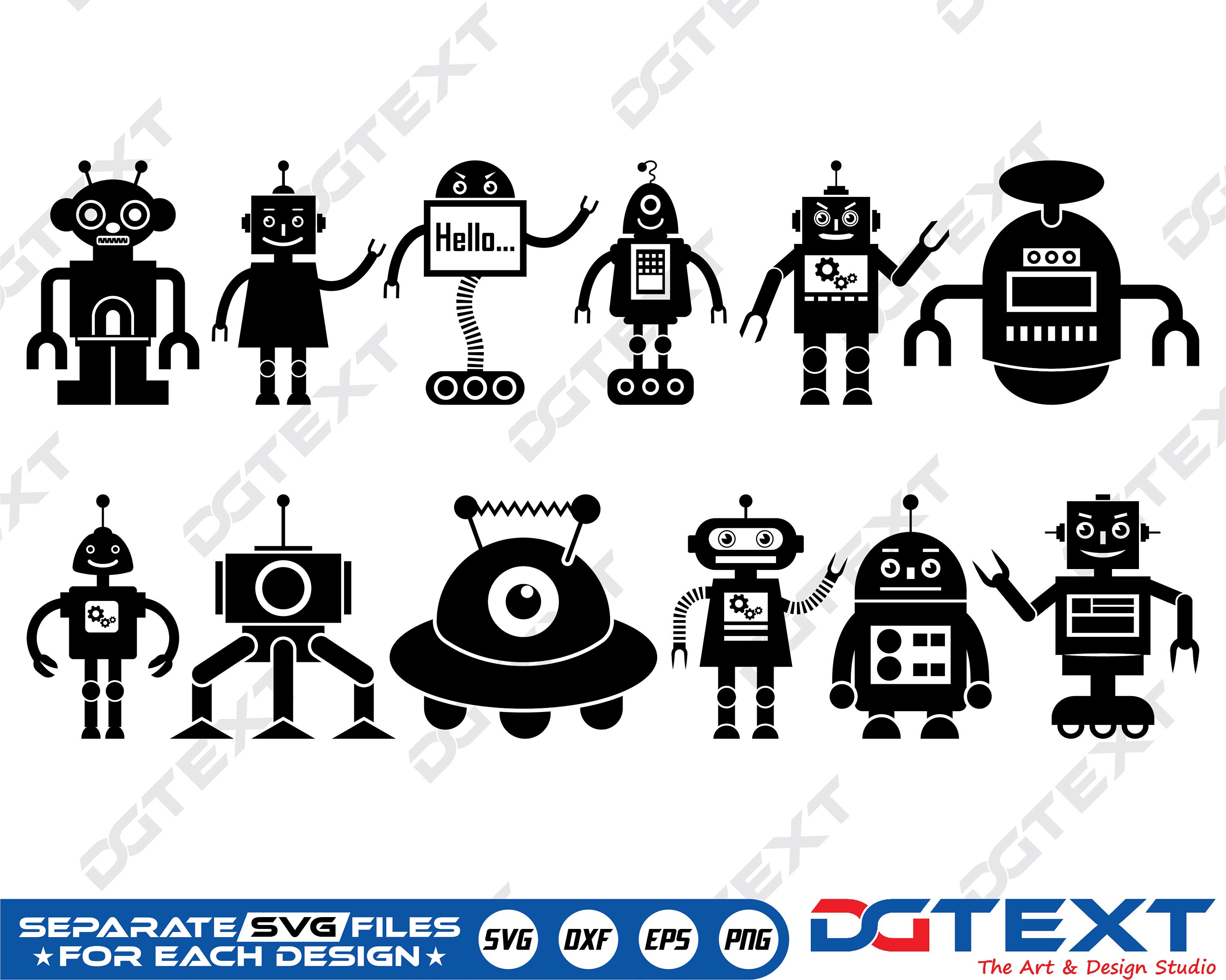 Robot SVG Robot Vector Silhouette Cricut File Clipart - Etsy UK