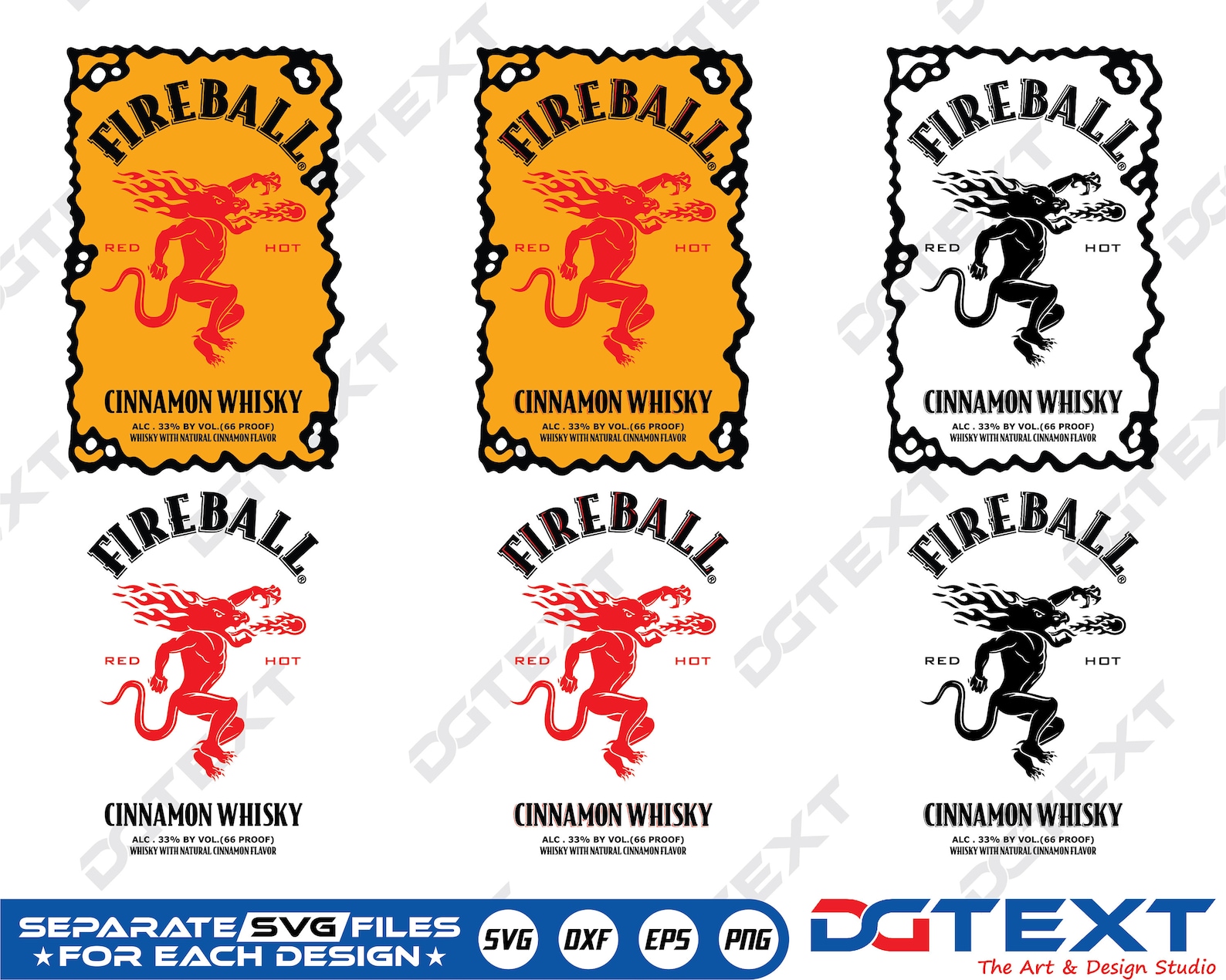 Fireball Cinnamon Whiskey Labels SVG Vector Silhouette Etsy