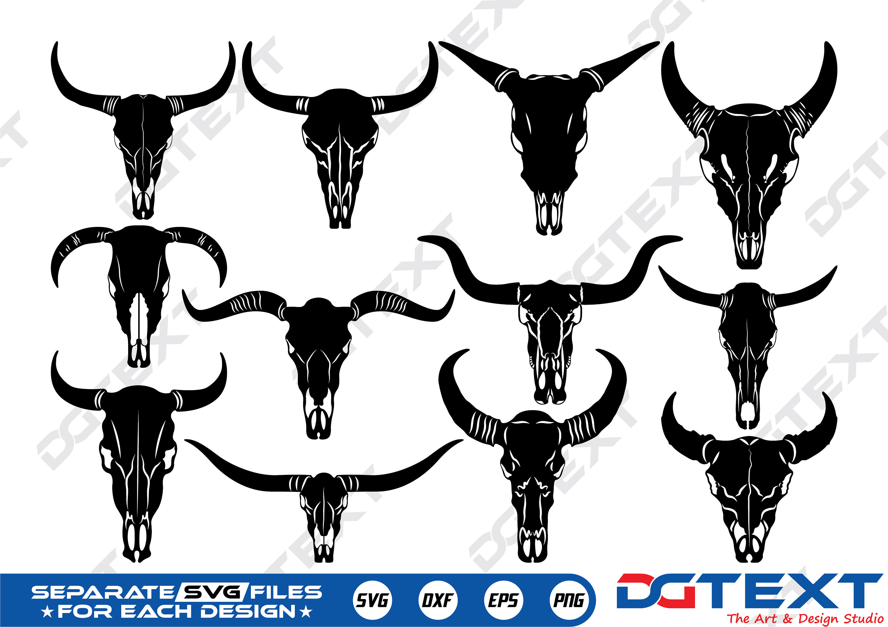Bull Skull SVG Bull Skull Vector Silhouette Cricut file | Etsy