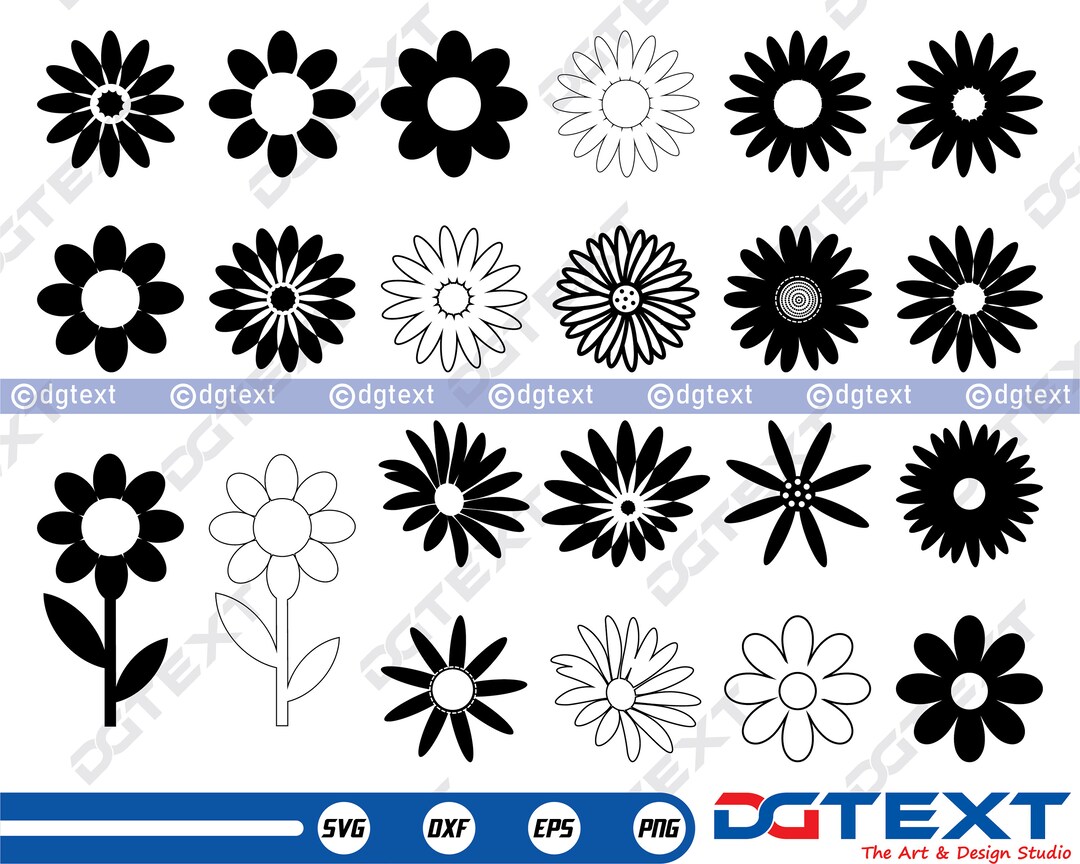 Flowe Cutable Daisy Flower SVG, Daisy Flower Vector, Silhouette, Cricut File, Clipart ...