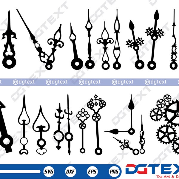 Clock Hands SVG, Clock Hands Vector, Silhouette, Cricut file, Clipart, Cuttable Design, Png, Dxf & Eps Designs.