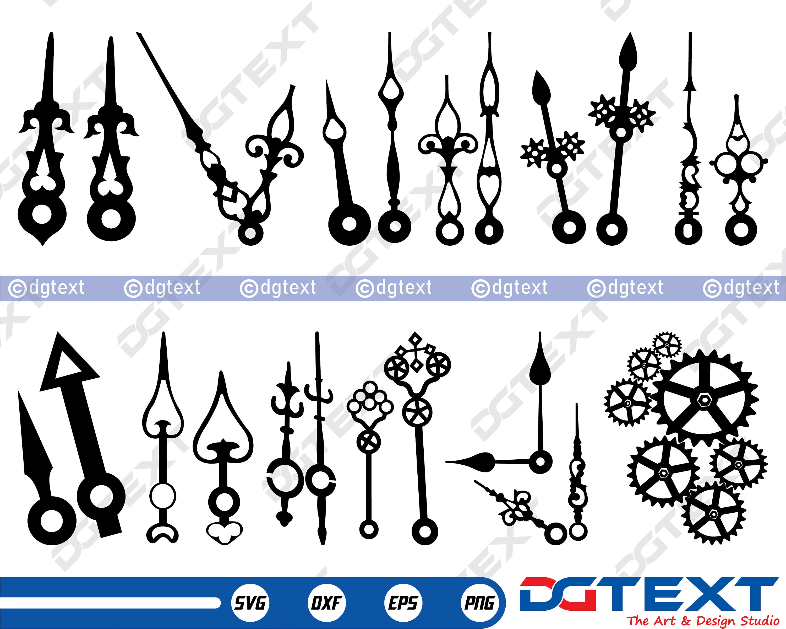 Clock Hands SVG, Clock Hands Vector, Silhouette, Cricut File, Clipart
