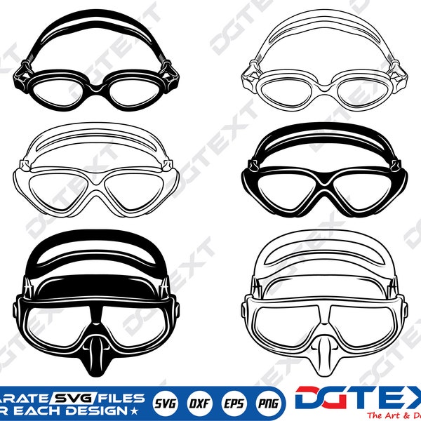 Schwimmbrille SVG, Schwimmbrille Vektor, Silhouette, Cricut Datei, Clipart, Cuttable Design, Png, Dxf & Eps Designs.