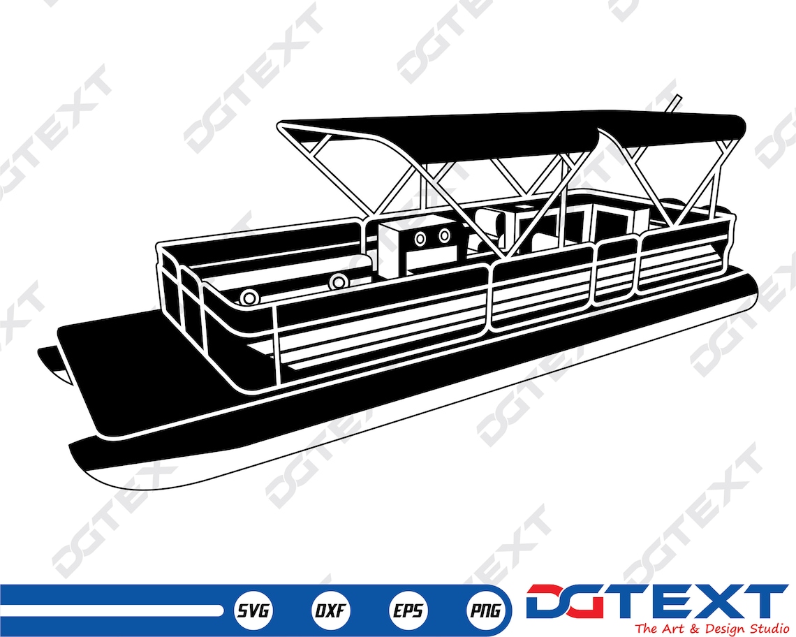 Pontoon Boat SVG, Pontoon Boat Vector, Silhouette, Cricut File, Clipart