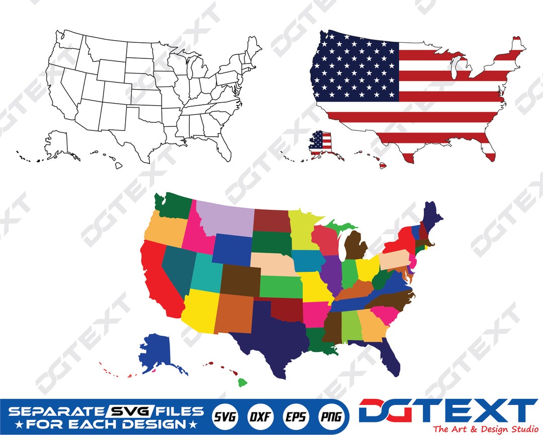 US Map SVG US Map Vector Silhouette Cricut File Clipart Cuttable Il 1080xN.2907521315 2r1f 